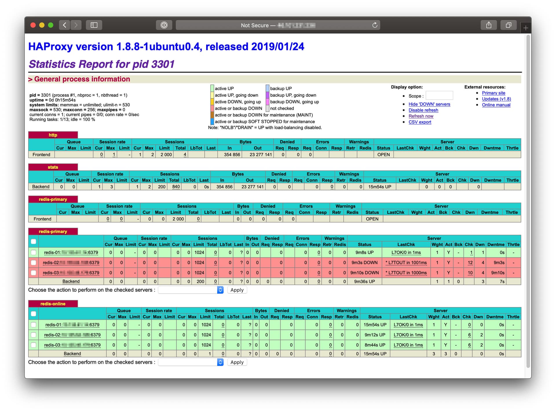 Screenshot of the haproxy interface